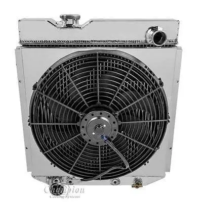 Champion Cooling Three Row Aluminum Radiator Combo for Ford Mustang Six Cylinder FSCC251