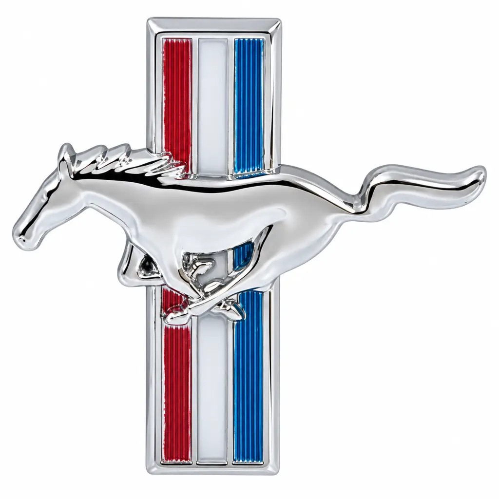 1965-1966 Ford Mustang Running Horse Glove Box Door Emblem – Chrome – Flat Style
