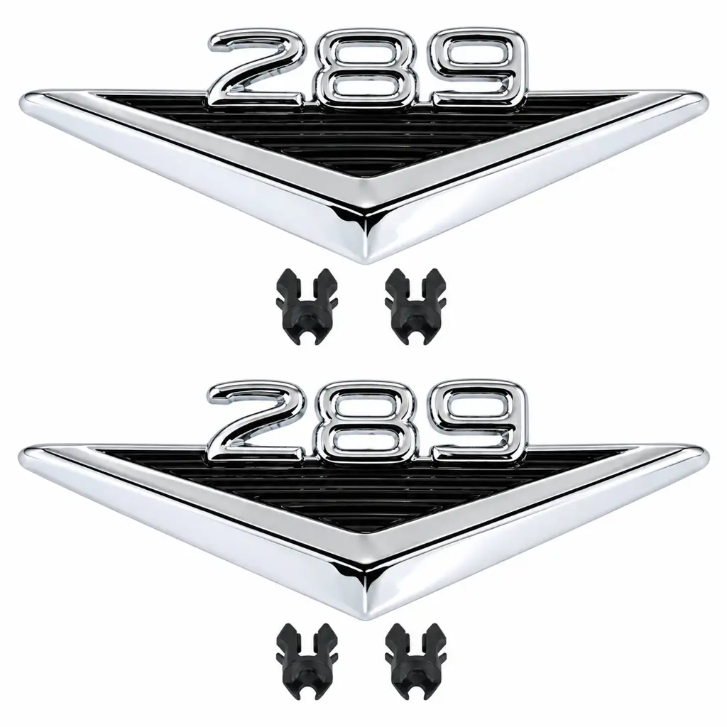 1963-1968 Ford Mustang Bronco Fairlane Falcon Ranchero 289 V8 Fender Emblems – Chrome & Black – Pair LH RH image 3
