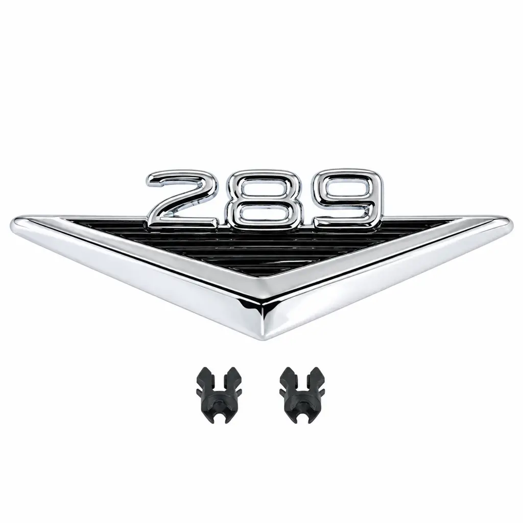 1963-1968 Ford Mustang Bronco Fairlane Falcon Ranchero 289 V8 Fender Emblems – Chrome & Black – Pair LH RH image 4