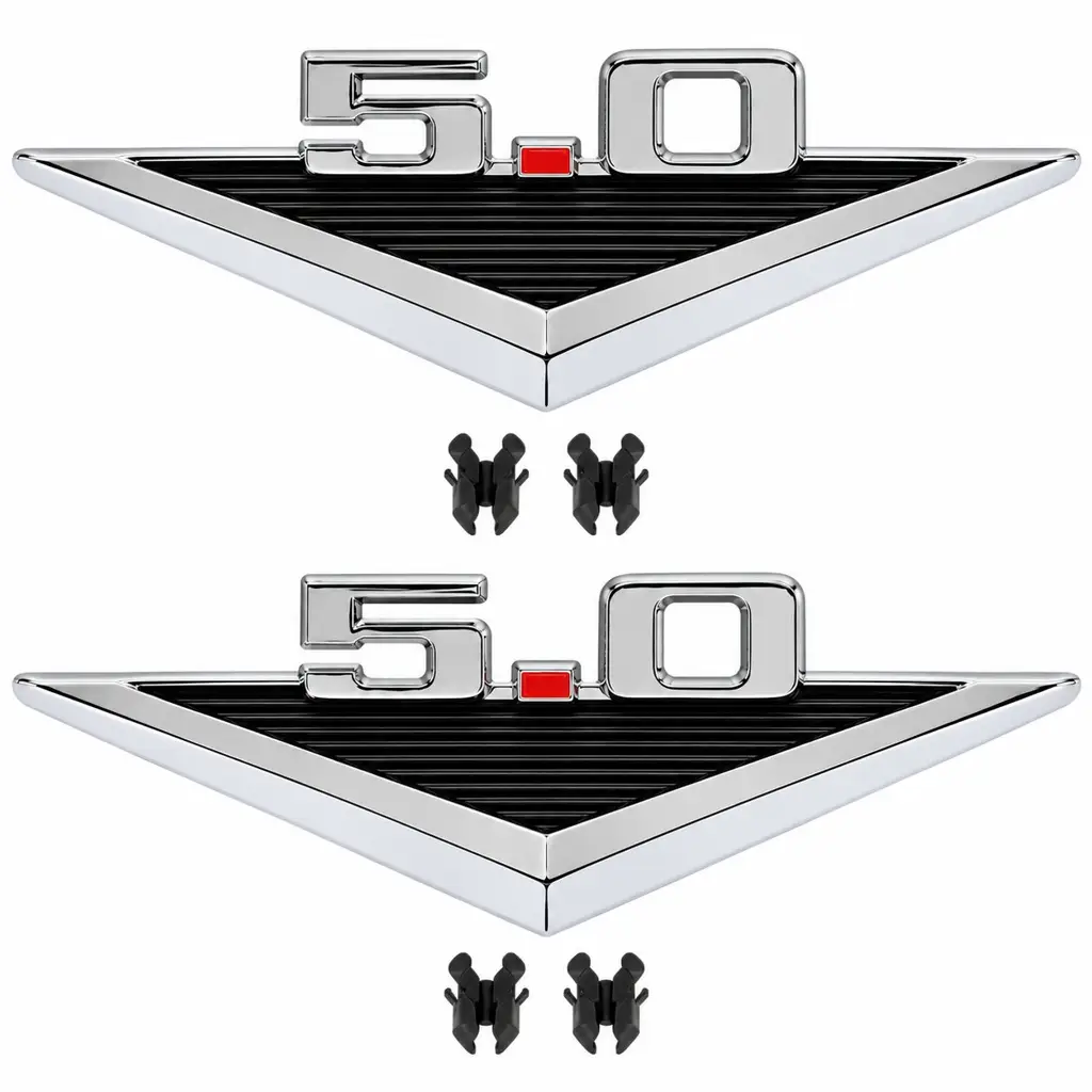 1963-1968 Ford Mustang Fairlane Falcon Ranchero Bronco 5.0 V8 Fender Emblems - Pair