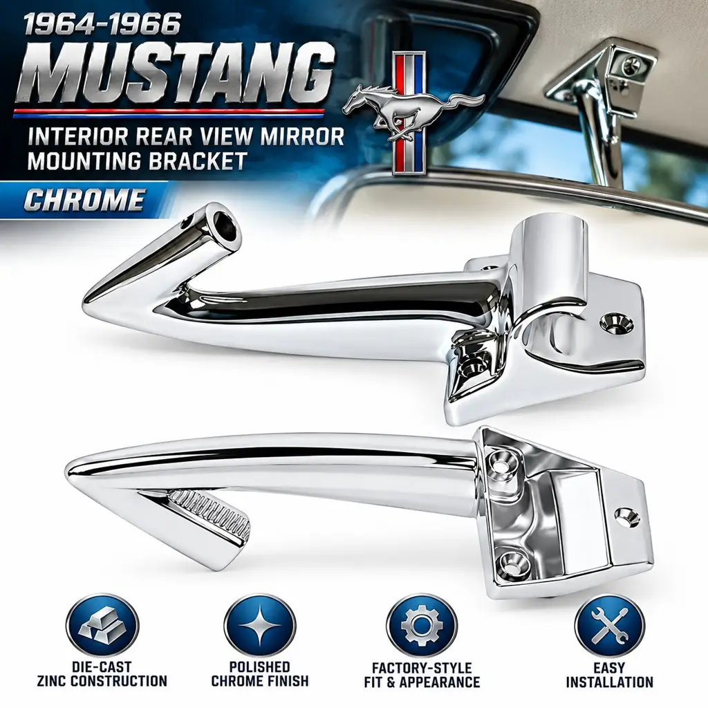 1964-1966 Ford Mustang Interior Rear View Mirror Mounting Bracket – Chrome image 2