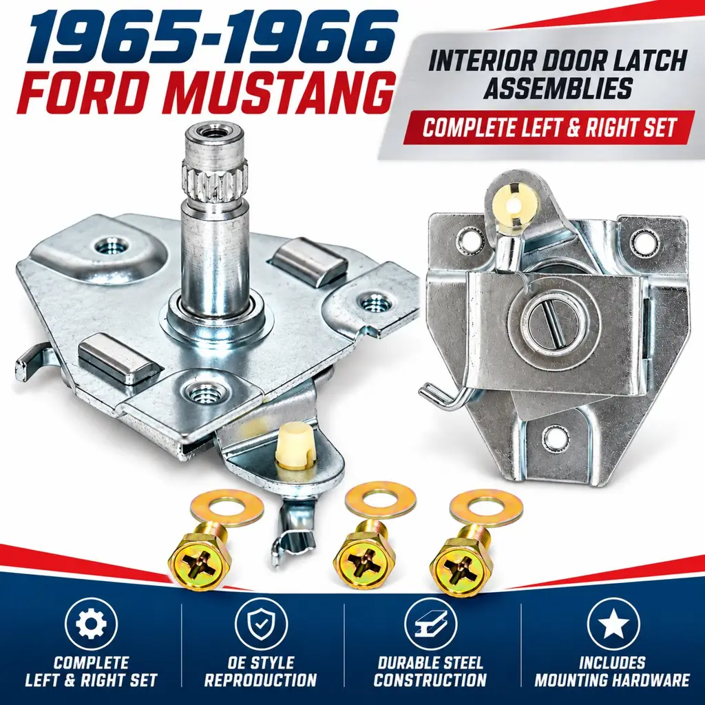 1965-1966 Ford Mustang Pony Interior Door Handle Remote Control Assemblies – Long Shaft – Pair LH RH image 2