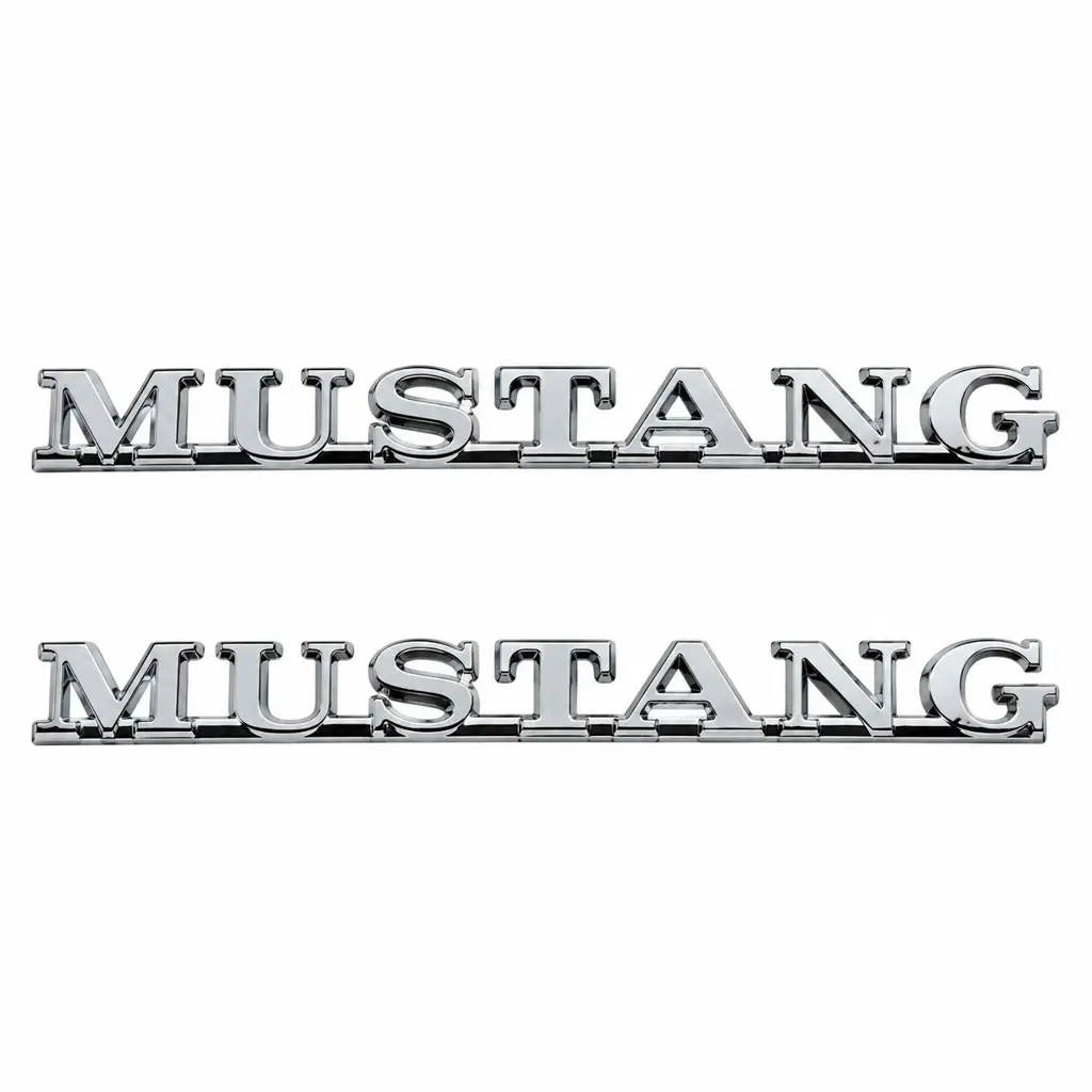 1965-1966 Ford Mustang Chrome Fender Emblem "Mustang" Pair with Fasteners