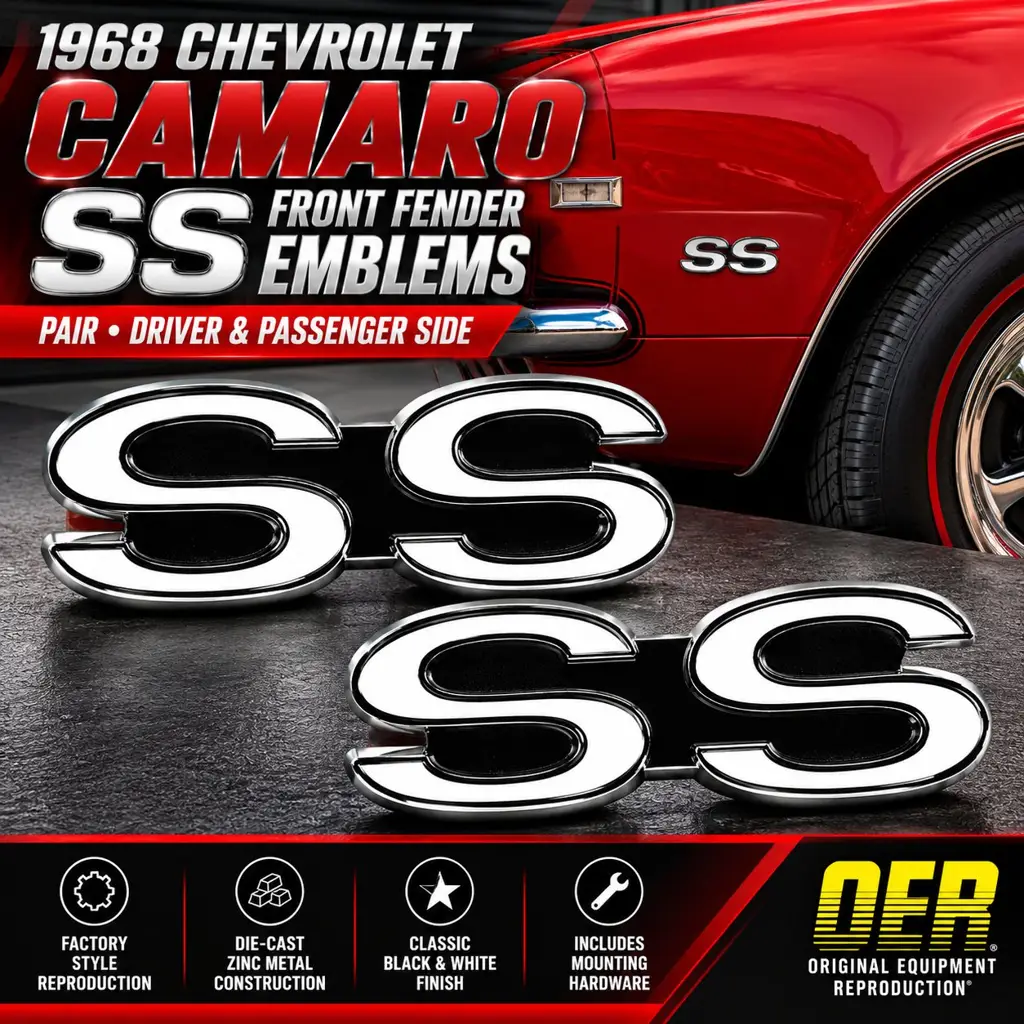 1968 Chevrolet Camaro SS Front Fender Emblems – Pair – Driver & Passenger Side – OER image 2