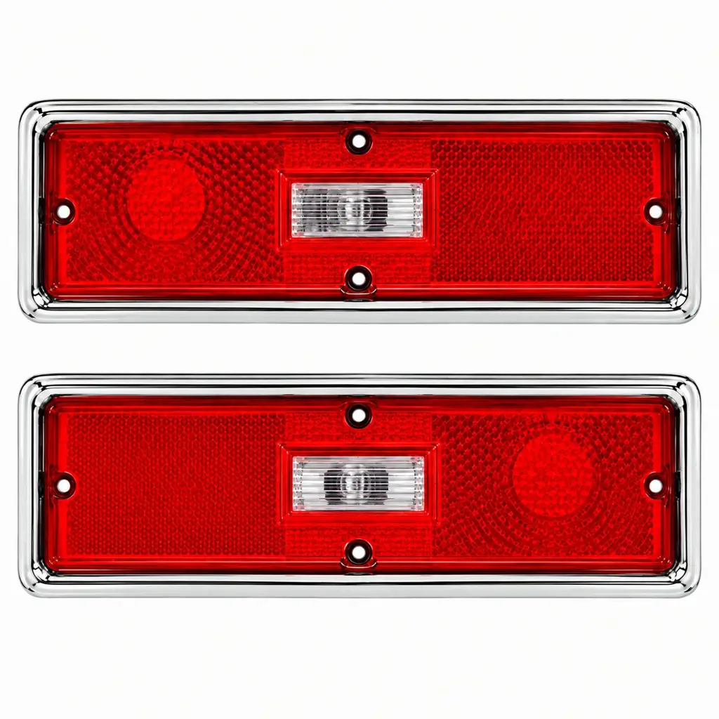 1970-1971 Chevy Nova Tail Light Assemblies – Pair LH RH – Rectangular Backup Lens