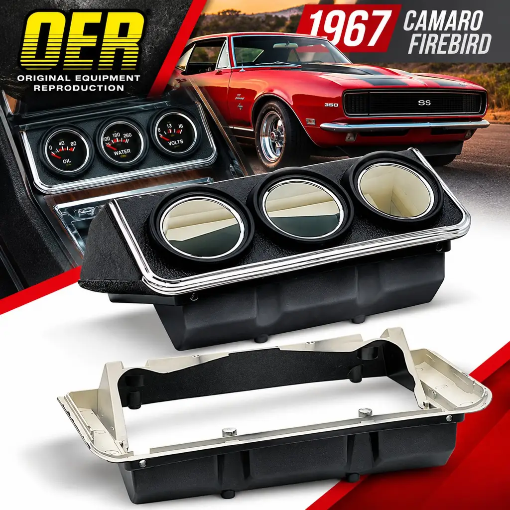 1967 Chevrolet Camaro Pontiac Firebird Console Gauge Housing Assembly – Die-Cast image 2