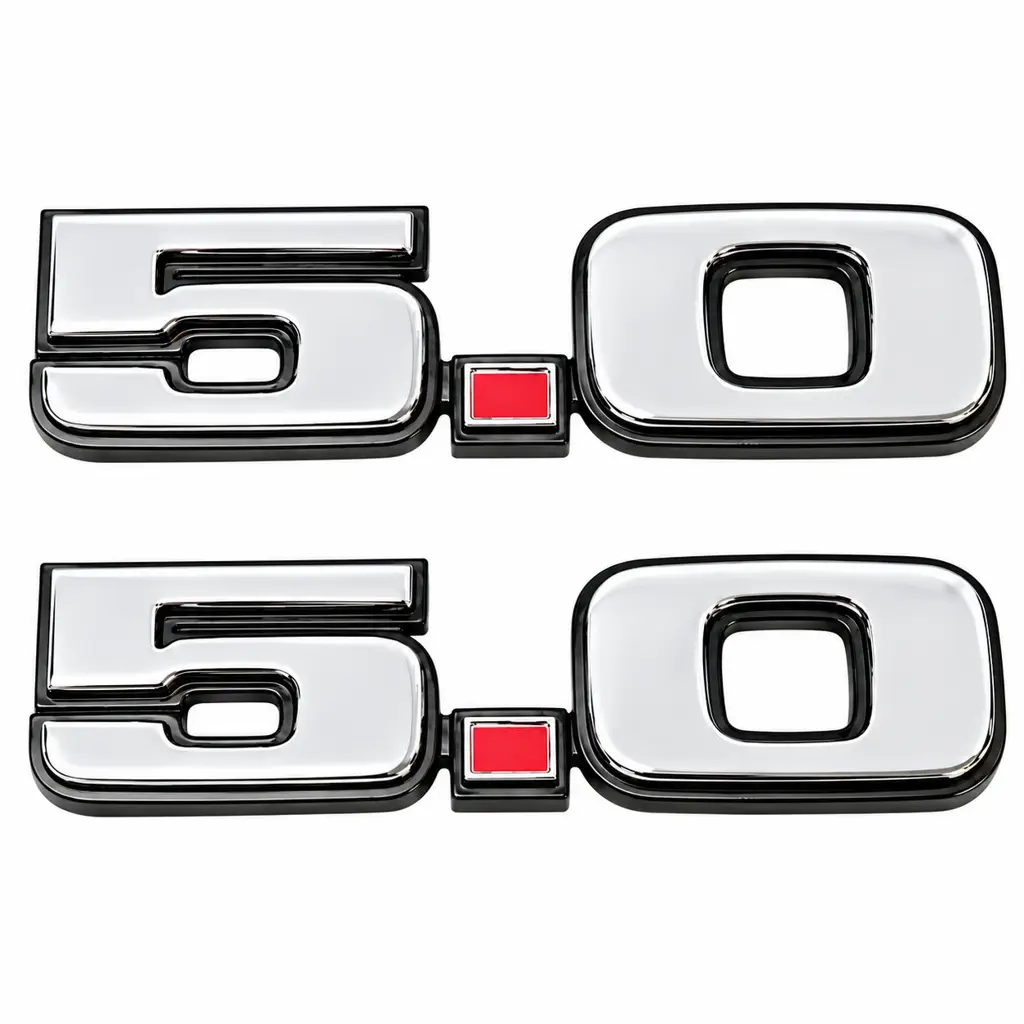 1979-1993 Ford Mustang Bronco F-Series Capri 5.0 Front Fender Emblems - Pair