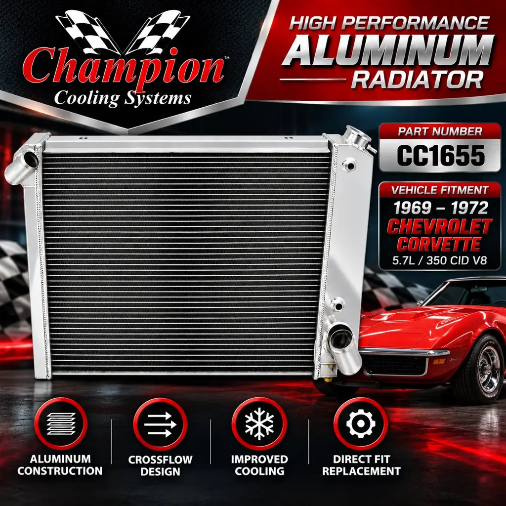 1969–1972 Chevrolet Corvette Champion Aluminum Radiator – Crossflow – CC1655 image 2