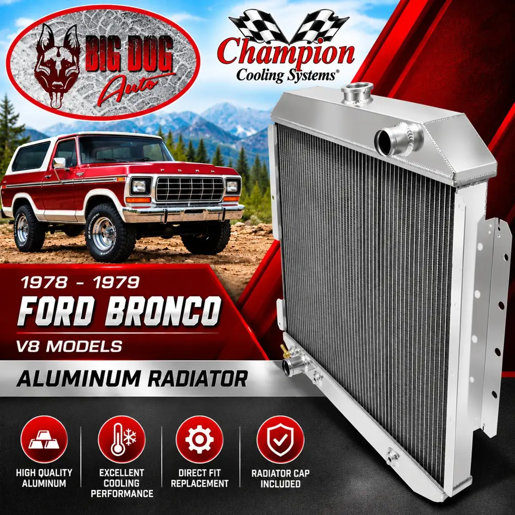 1978–1979 Ford Bronco V8 Aluminum Radiator – Champion Cooling Systems image 2