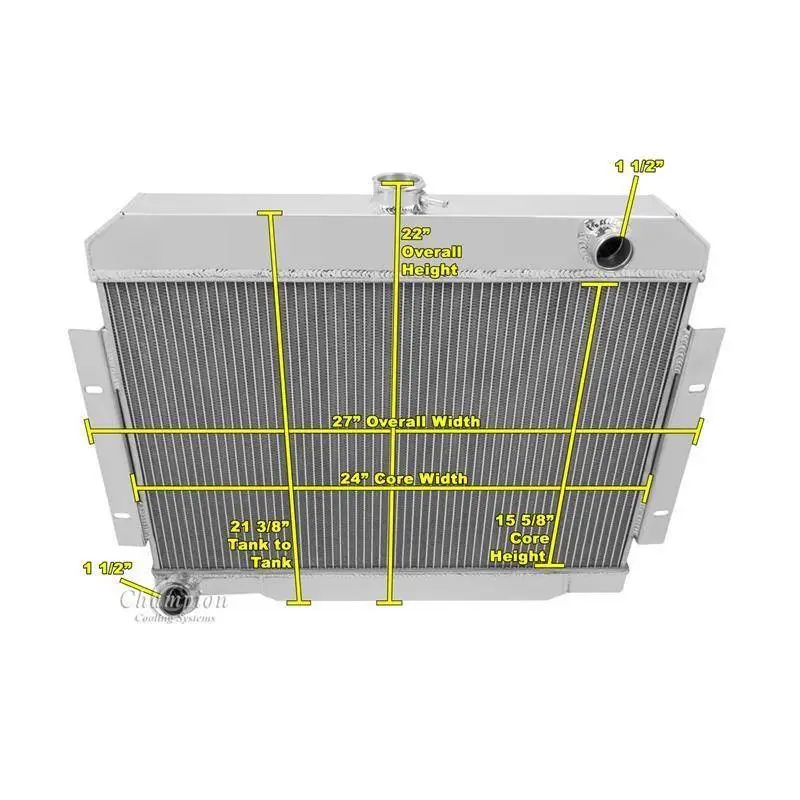 Two Row Aluminum Radiator for Jeep CJ6, Includes Fan & Shroud thumbnail 3