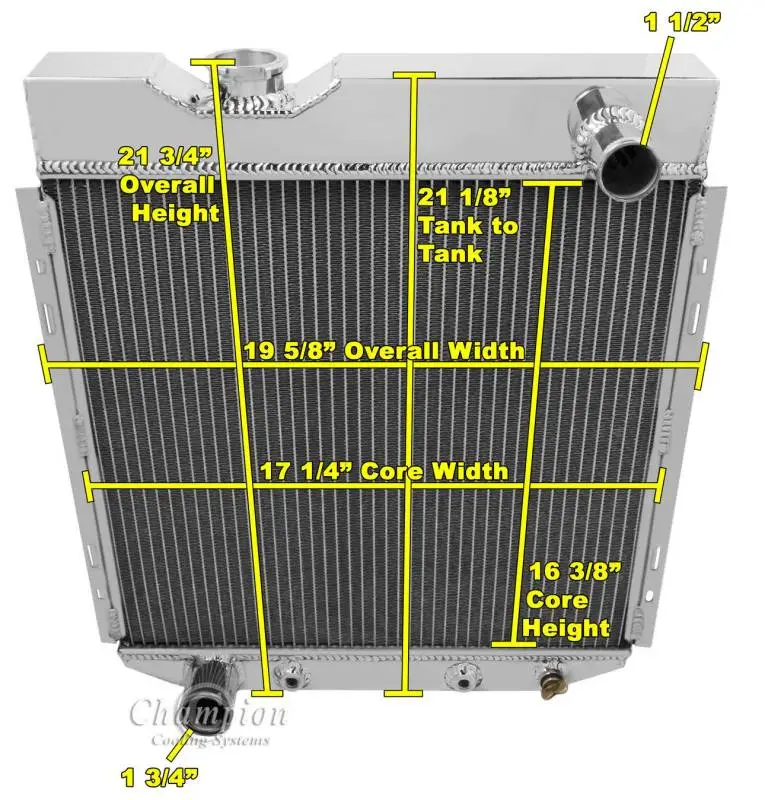 Champion Cooling Three Row Aluminum Radiator Combo for Ford Mustang Six Cylinder FSCC251 thumbnail 3