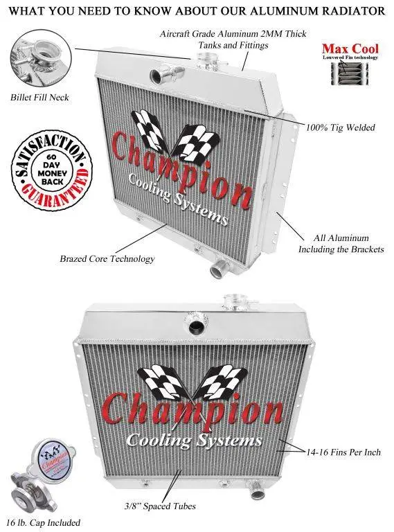 Champion Cooling Four Row Aluminum Radiator 1949-1954 Chevy MC4954 thumbnail 3