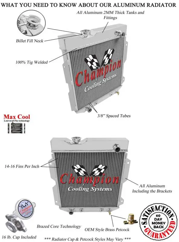 Champion Three Row All Aluminum Radiator Ford F-Series 1960 - 65 CC6065 LD thumbnail 3