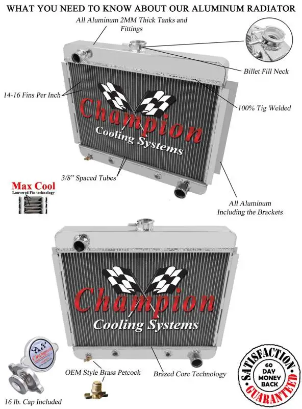 Champion Two Row Aluminum Radiator EC6267 for 62 - 67 Nova thumbnail 3