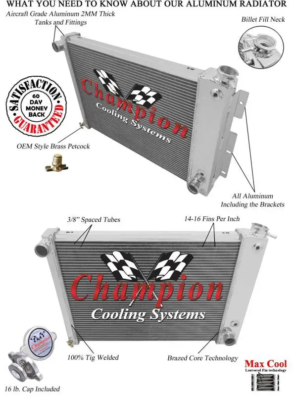 Champion 3 Row Aluminum Radiator for 1965 -1987 Buick, Pontiac, Olds, Chevy CC571 thumbnail 3