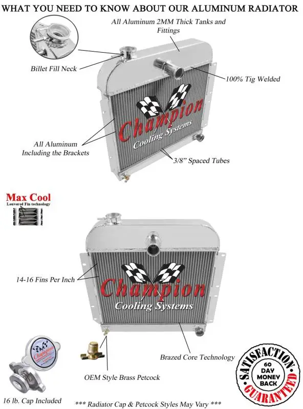 Champion 3 Row Aluminum Radiator for 1941 - 1952 Plymouth Cars CC4152 thumbnail 3