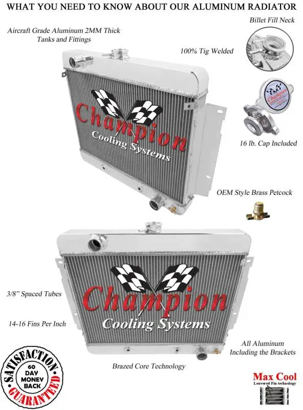Champion 3 Row Aluminum Radiator for 1969 -1970 Chevy Impala, Bel Air CC345 thumbnail 3