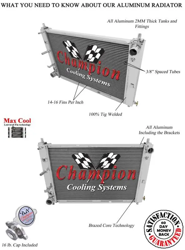 Champion 2 Row Aluminum Radiator for 1997 - 2004 Mustang V8 EC2139 thumbnail 3