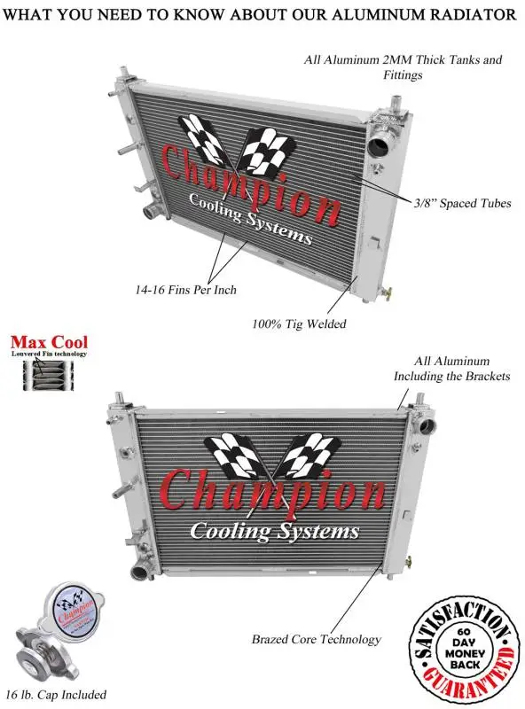 Champion 3 Row Aluminum Radiator for 1997 - 2004 Mustang V8 CC2139 thumbnail 3