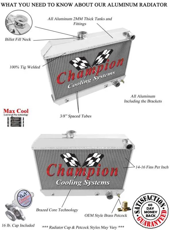 Champion 3 Row Aluminum Radiator for 1962 -1963 Buick Skylark CC1649 thumbnail 3