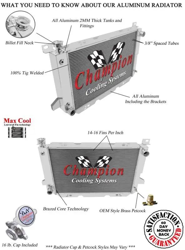 Champion 3 Row Aluminum Radiator for 1985 to 1997 Ford F Series CC1451 thumbnail 3