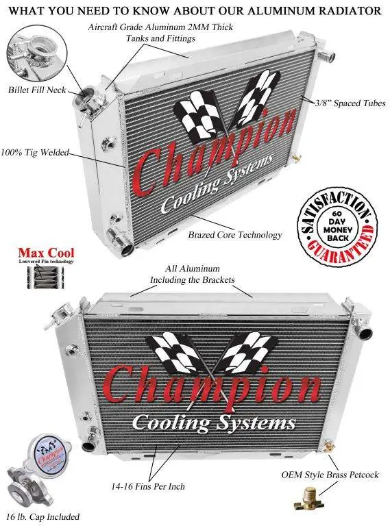 Champion 3 Row Aluminum Radiator for 1979 - 1993 Ford Mustang CC138 thumbnail 3