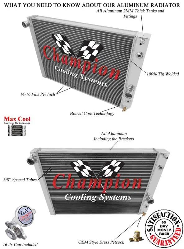 Champion Cooling 3 Row Aluminum Radiator for 1989-1996 Corvette CC1052 thumbnail 3