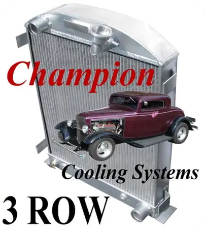 Champion Cooling Three Row Aluminum Radiator for 32 Ford w/Chevy Engine CC3132 thumbnail 2