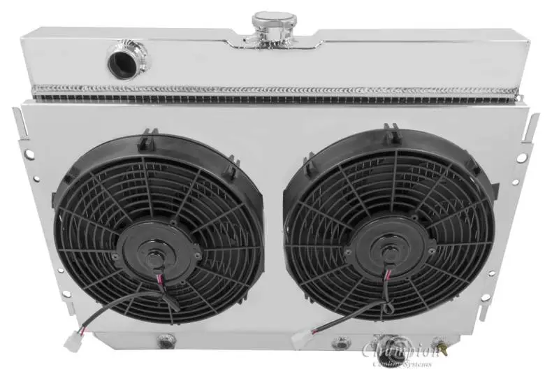 Champion Four Row Aluminum Radiator Combo 1963-1968 GM Impala Bel Air Chevelle MC289Combo