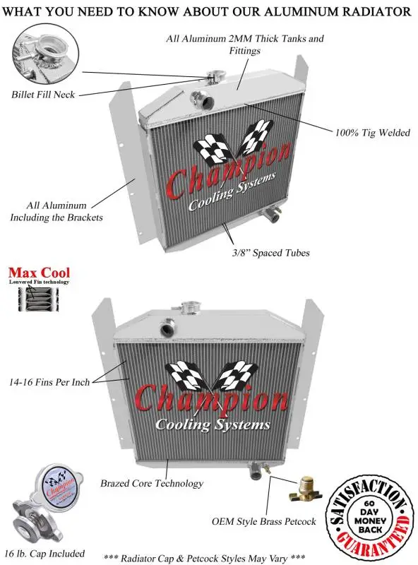 Champion Three Row Aluminum Radiator for 1949-1952 Studebaker thumbnail 3