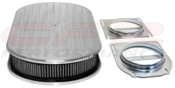 Chevy Ford Mopar 19" Oval Polished Aluminum Air Cleaner (Dual Quad) Ball Milled