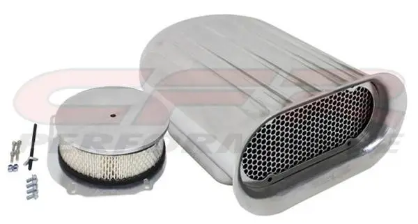 Single 4 Barrel Scoop Air Cleaner Finned Chrome Hilborn Style