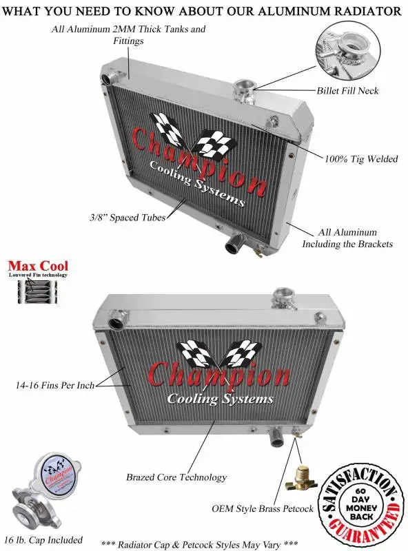 Champion Three Row Aluminum Radiator 62-65 Chevy II Nova CC6265 thumbnail 3