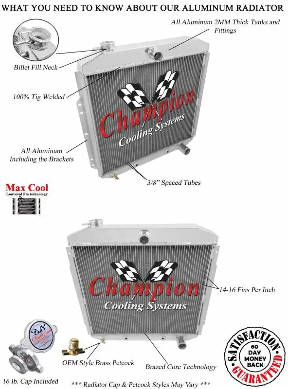 Champion Three Row Radiator for 1953-1956 Ford Truck w/Chevy Configuration cc8356 thumbnail 3