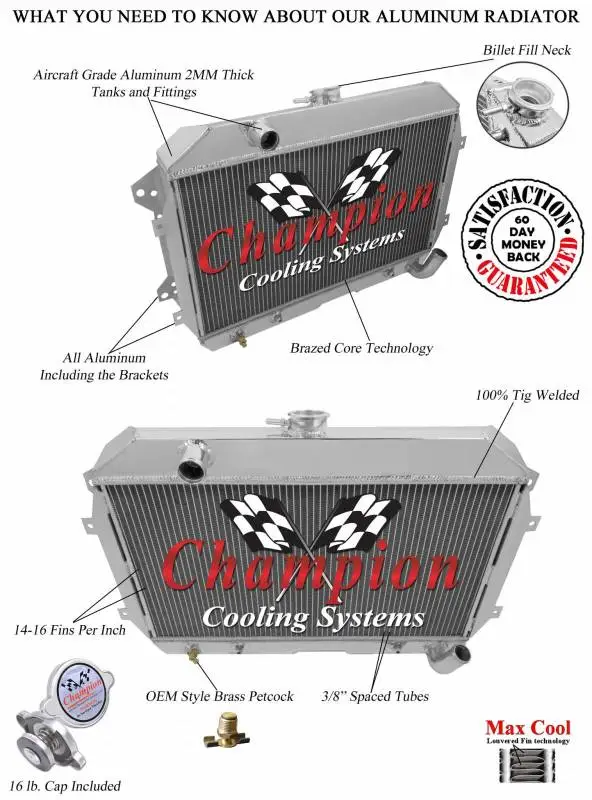Champion Four Row All Aluminum Radiator 1970-1975 Datsun 240 and 260Z MC110 thumbnail 3