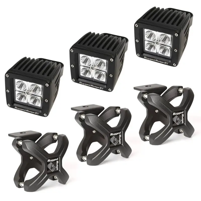 X-Clamp and Square LED Light Kit, Large, Textured Black, 3 Pieces
