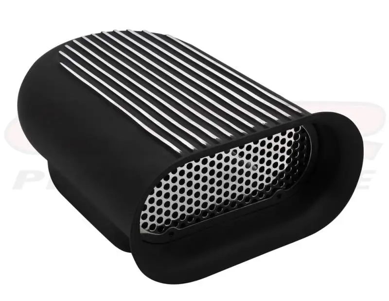 Hilborn Style Four Barrel Finned Single Hood Scoop, Powder Coated Black