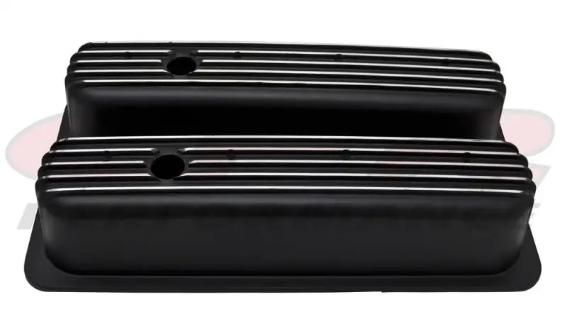 1987-97 Chevy 5.0L & 5.7L Tall Black Aluminum Finned Center-Bolt Valve Covers