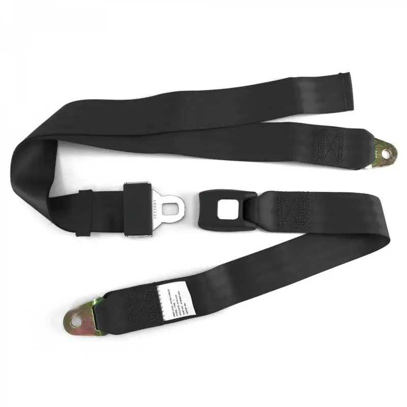 2 Point Black Lap Seat Belt, Standard Buckle, Pair