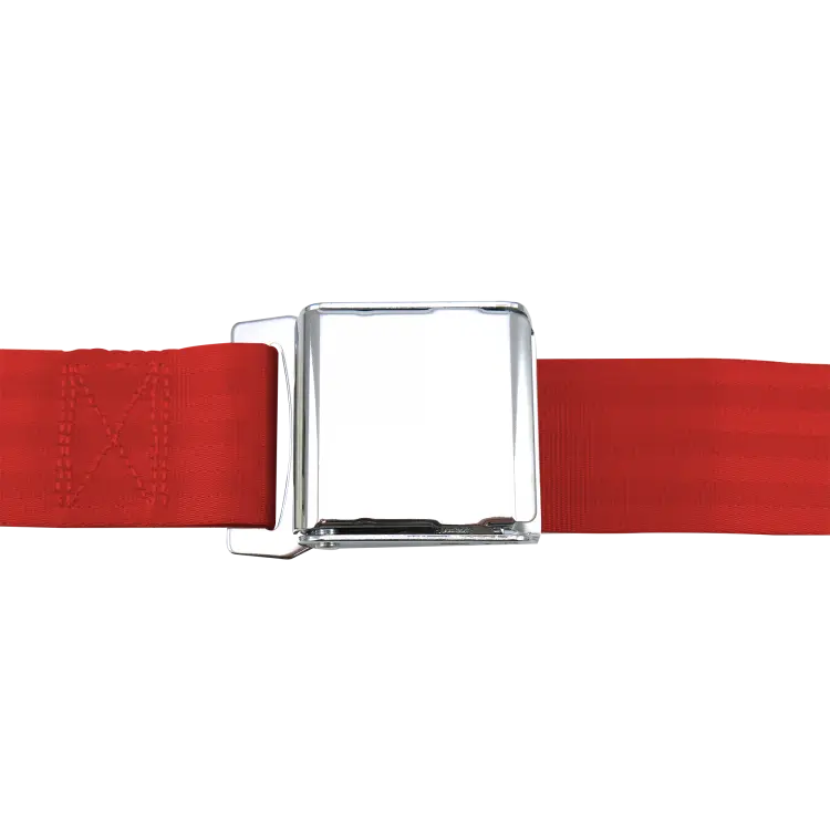 2 Point Red Lap Seat Belt, Airplane Buckle, Pair thumbnail 2