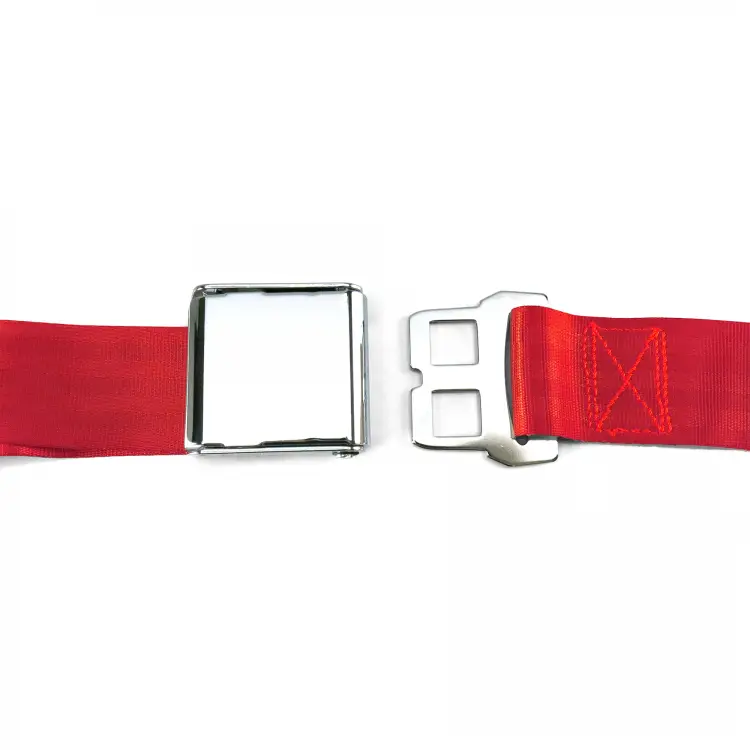 2 Point Red Lap Seat Belt, Airplane Buckle, Pair thumbnail 3