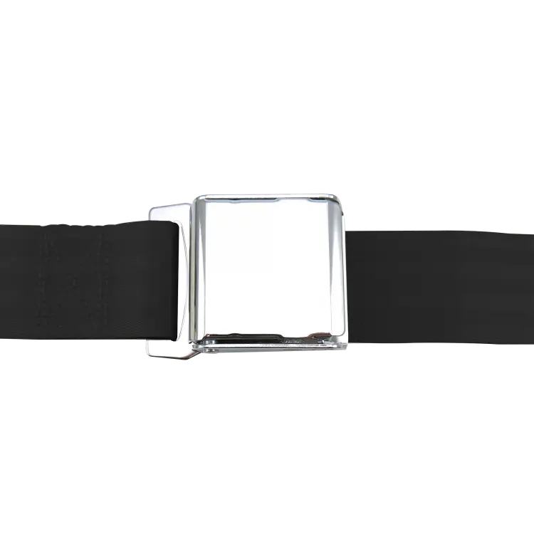 3 Point Retractable Black Lap Seat Belt, Airplane Buckle, Pair thumbnail 3