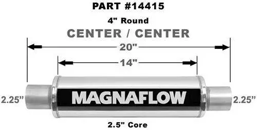 Magnaflow Universal Polished Stainless Steel Muffler - 4" Round - Various Tubing Sizes