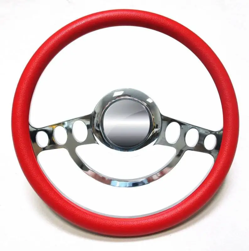 14" Chrome Hot Rod Steering Wheel Kit w/Your Choice of Half-Wrap thumbnail 7