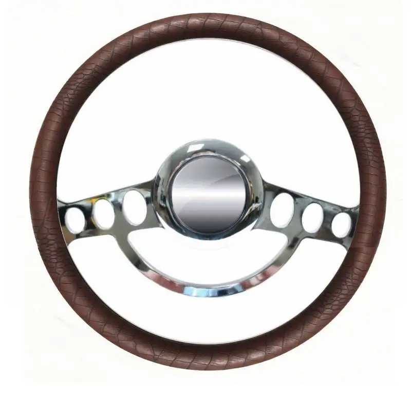 14" Chrome Hot Rod Steering Wheel Kit w/Your Choice of Half-Wrap thumbnail 3