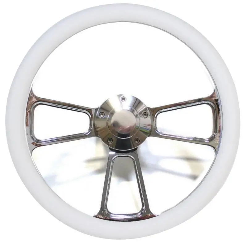 14" Polished Billet Muscle Style Steering Wheel w/Your Choice of Half-Wrap thumbnail 8