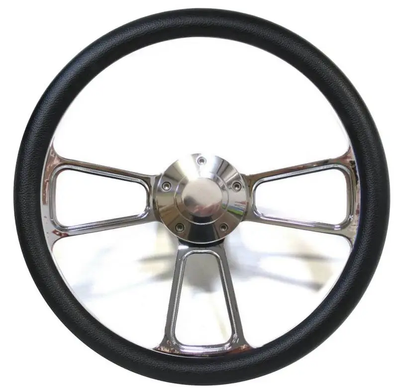 14" Polished Billet Muscle Style Steering Wheel w/Your Choice of Half-Wrap thumbnail 9