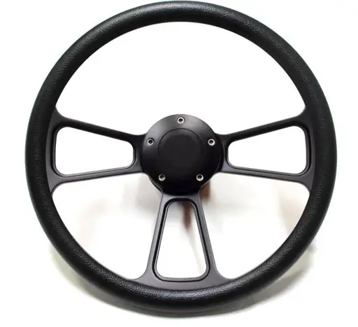 14" Black Billet Muscle Style Steering Wheel Kit w/Your Choice of Horn and Half-Wrap