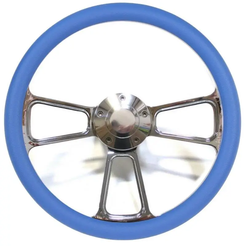 14" Polished Billet Muscle Style Steering Wheel Kit w/Your Choice of Half-Wrap thumbnail 8